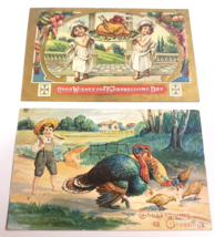 Thanksgiving Wishes Greetings Lot Of 2 (Antique 1909) Holiday Embossed Postcards - £18.35 GBP