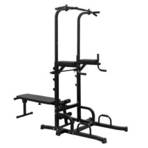 Power Tower Dip Station with Bench Pull Up Bar Stand Adjustable Height - £154.02 GBP