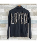 Victorias Secret Animal Print Love U Logo 1/4 Zip Sweatshirt Black Women... - £19.54 GBP