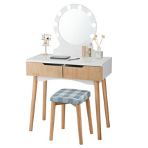 Vanity Makeup Tabel Set w/8 Dimmable Bulbs Lighted Mirror Table w/Switch... - £204.94 GBP