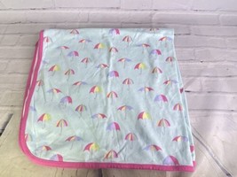 Children&#39;s Bundles Baby Place Knit Blanket Umbrellas Rain Print Pink Blue Lovey - £19.39 GBP