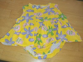 Flap Happy 100% Cotton Yellow FISH/FLORAL 1-PC Outfit W/SNAP PANT-18 MO.-NWOT - £6.24 GBP