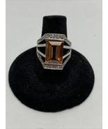 Stunning Silver Tone Simulated Light Orange Stone Ring  Size 6 KG - $272.87 MXN