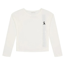 Calvin Klein Girl&#39;s Vertical CK Long Sleeve Tee White / Medium (8/10) - £15.52 GBP