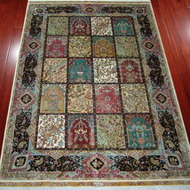 4&#39; x 6&#39; Four Season Garden Design Persian Turkish Hand Made Silk Area Rug Carpet - £957.02 GBP