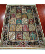 4&#39; x 6&#39; Four Season Garden Design Persian Turkish Hand Made Silk Area Ru... - $1,200.00