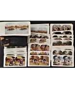 LOT antique 99pc JAPAN colored STEREOVIEWS w BOX photographs  - £215.09 GBP