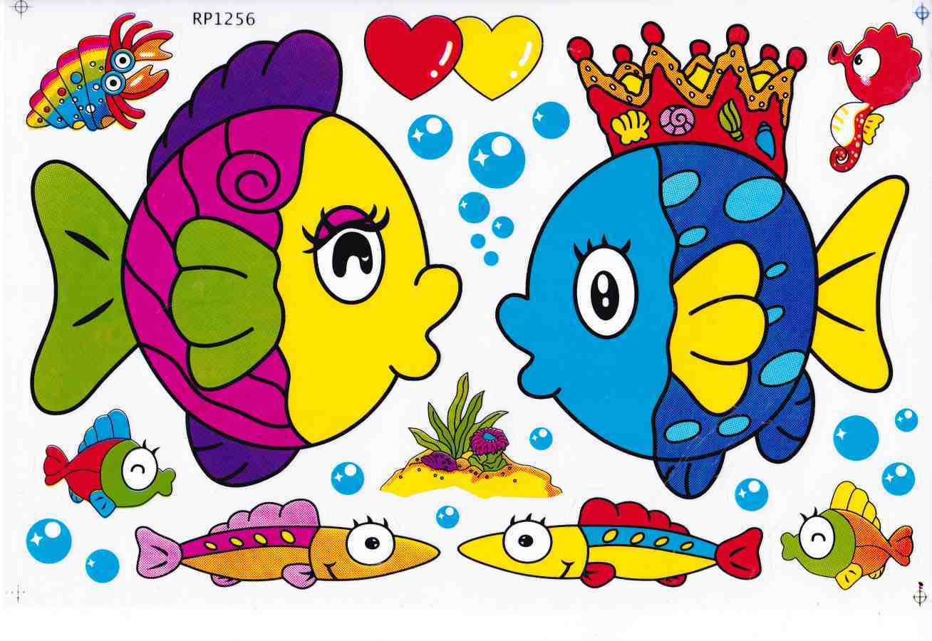 D203 Fish Octopus Aquarium Whale Sticker Decal Kids Size 27x18 cm / 10x7... - $2.49