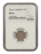 1853-O 10C NGC MS62 (Arrows) - £2,876.67 GBP