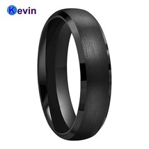 K men women tungsten wedding band with beveled edges and brushed finish 6mm comfort fit thumb200