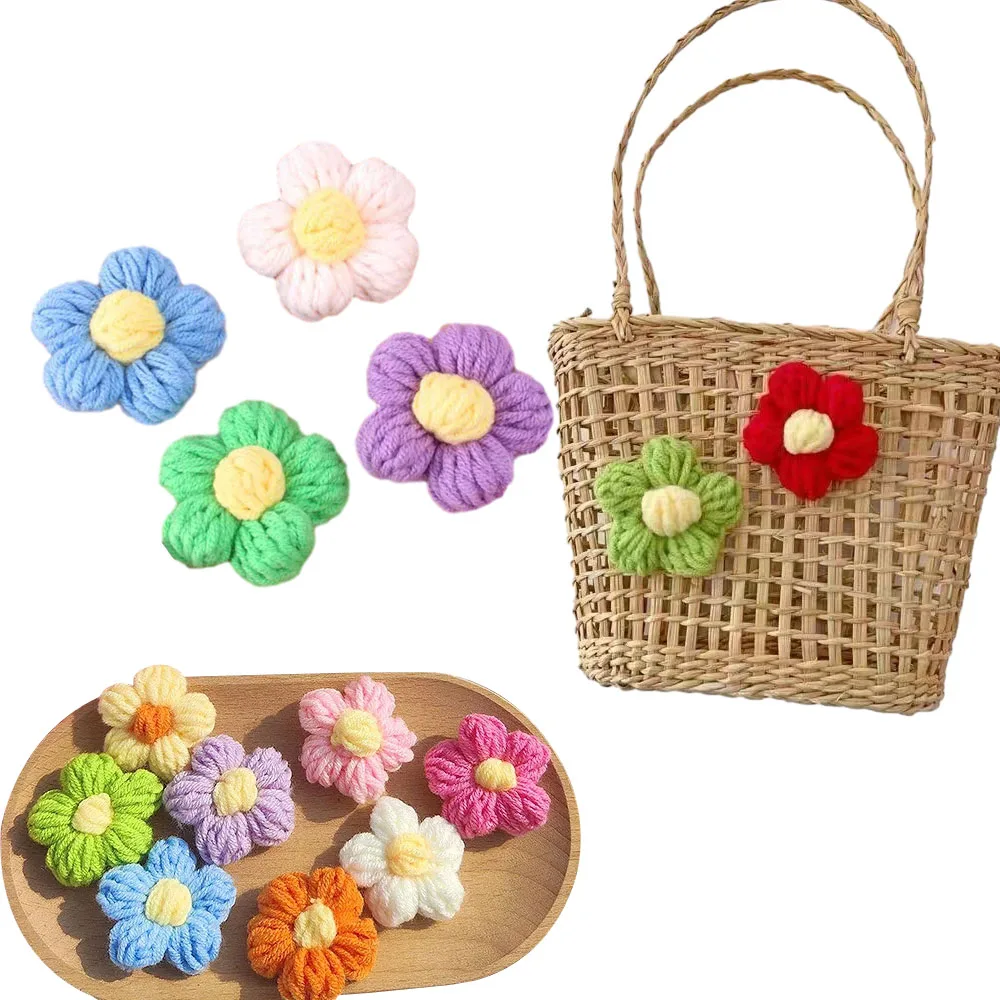 10/30/50pcs Wool Flower Applique Sew On Patches Floral -10 Pcs Mixed color - €2,01 EUR