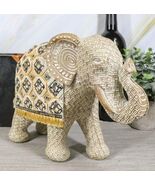 Light Gold Accent Mosaic Design Noble Elephant With Trunk Up Statue 9&quot;L ... - $47.37 CAD