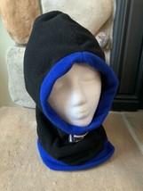 Fleece Hood Balaclava Black with Blue Trim 19” Long Neck Excellent Size ... - £13.10 GBP