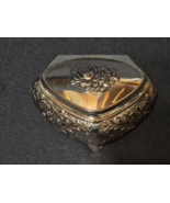 Vintage Silver Plated Keepsake Box - Red Velvet Lined, Ornate Decor Rose... - $18.98 CAD