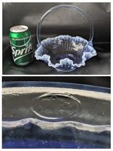 Fenton Glass Bride Basket Raffled Lavender Blue Opalescent Cabbage Rose ... - €31,16 EUR