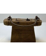 Vintage Indian Oil Pot Primitive Wood &amp; Iron Vessel Handcrafted Ethnic A... - $168.14 CAD