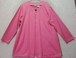 Blair Cardigan Sweater Women&#39;s Large Pink Knit Long Sleeve Round Neck One Button - £18.25 GBP