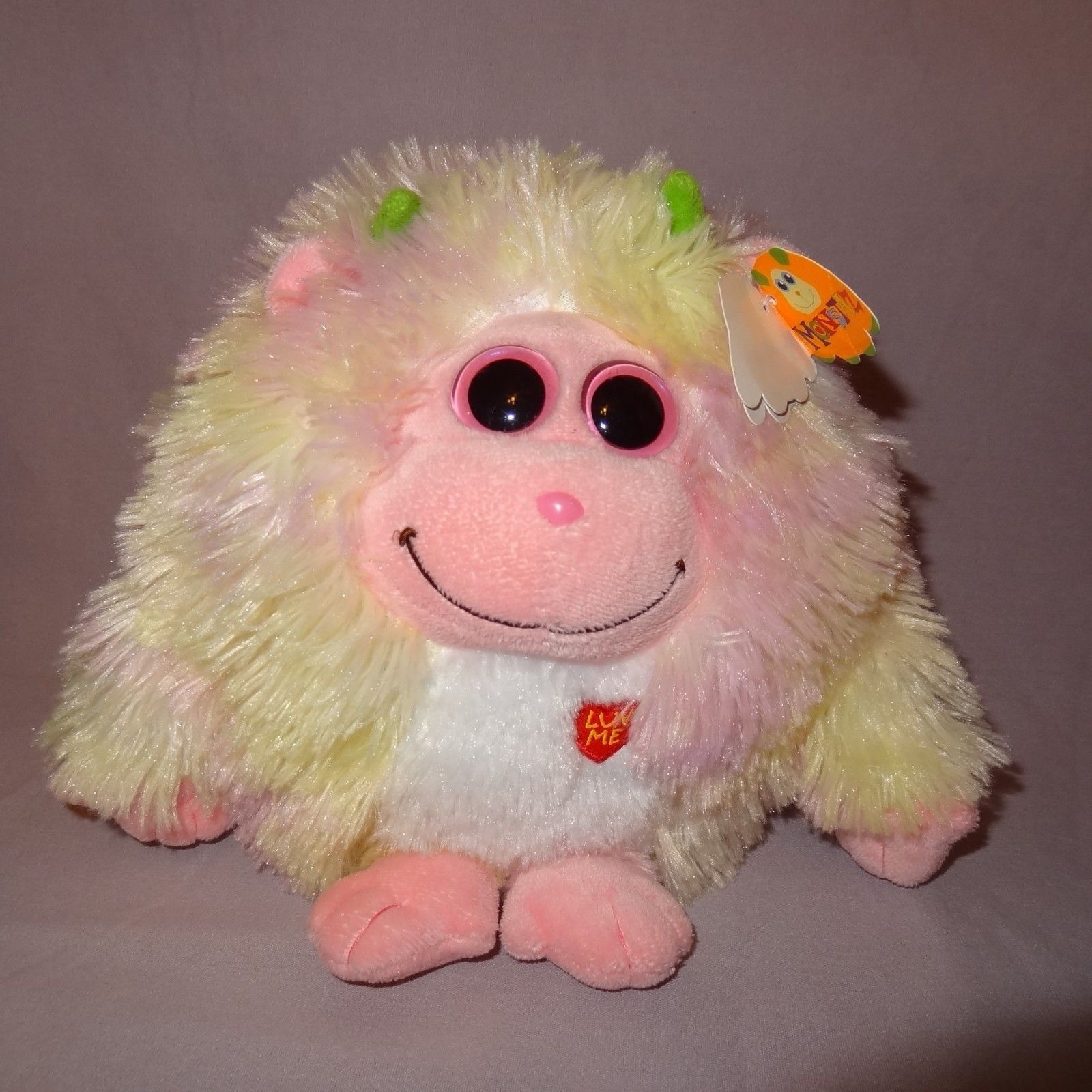 Lola Baby Monstaz Ty Plush Stuffed Animal Sounds Pink Yellow Big Eyes 2012  7" - $14.99