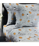 PEANUTS Halloween Size TWIN SHEET SET Snoopy Running From Ghosts Spooky ... - £27.37 GBP