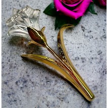 Swarovski Crystal Memories Lily Brooch Flower Pin Gold Tone Swan Signed - £31.27 GBP