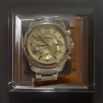 LaStyle &amp; Co Gold Tone Dial Round Crystal Accent Case  7&quot; Band New Battery! - $312.16 MXN