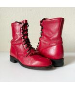 Vintage Red Lace-up Justin Ropers Womens Size 7.5 B Western Cowgirl Cowb... - $156.42
