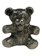 Vintage Pewter Teddy Bear Figurine 1 1/2&quot;  Game Piece Trinket Dollhouse - £11.00 GBP
