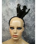 Black Glittery Mini Evil Queen Crown Headband Wicked Gothic Majesty Fanc... - €9,30 EUR