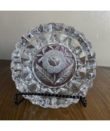 Clear To Ruby Red Rose Lead Crystal  Ashtray /Trinket Dish Glam Luxe Ann... - $17.75