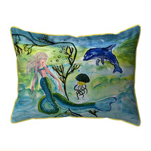 Betsy Drake Mermaid &amp; Jellyfish Extra Large Zippered Indoor Outdoor Pillow 20x24 - £49.46 GBP