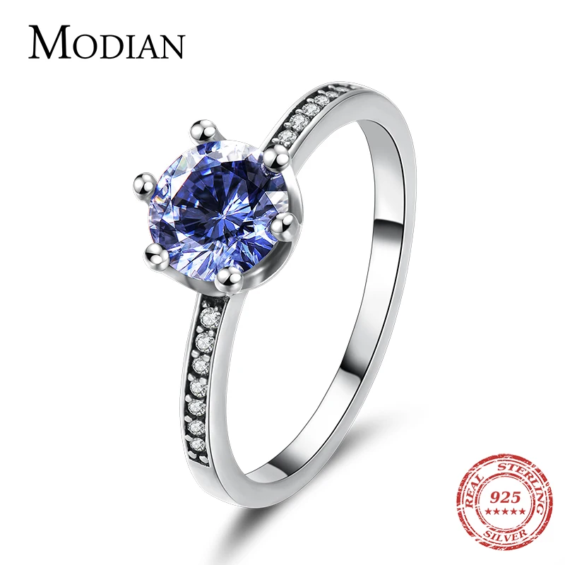 Modian 2021 New Real 925  Silver Zircon Fashion Crown Crystal Finger Rin... - £20.01 GBP