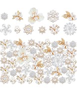 60 Pieces Rhinestone Buttons,Faux Pearl Embellishments Buttons,Flat Back... - £17.18 GBP
