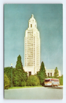 Continental Trailways Bus Louisiana Capitol Baton Rouge UNP Chrome Postcard P4 - £2.32 GBP