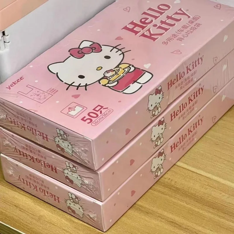 50Pcs Anime Kawaii Sanrio Hello Kitty Garbage Bag Cartoon Kt Pattern Vest - £10.16 GBP