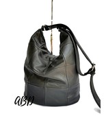 Handmade Black Leather Shoulder Bag: Crossbody Tote Purse - $200.00