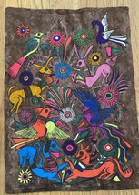 Vintage Native American Polychrome Painting on Bark Animals and Flowers - $47.49