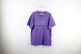 Vtg 90s Mens Large Distressed Spell Out Kansas State University T-Shirt Purple - £23.19 GBP