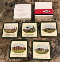 Vtg Boxed Set 5 of 6 Pimpernel British Golf Clubs Coasters Cork Backed Trivets - $10.28