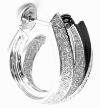 Authentic! Cartier Panthere 18k White Gold Diamond Onyx Hoop Earrings - $19,500.00