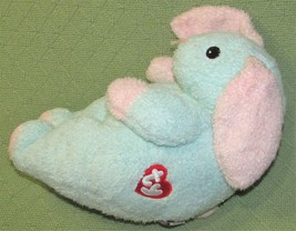 Ty Pluffies Blue Teal Pink Rattle Plush Stuffed Rabbit Baby Toy Vintage Animal - $17.64