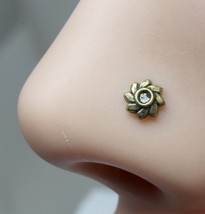 Small Indian nose Stud, Antique gold finish nose ring, corkscrew ring l bend - £14.81 GBP