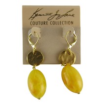 Kenneth Jay Lane Gold Coin and Amber Drop Bead Earrings New on Card - £11.30 GBP