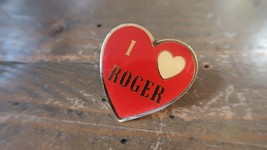 VINTAGE I LOVE ROGER HEART LAPEL PIN 2.7cm - $19.79