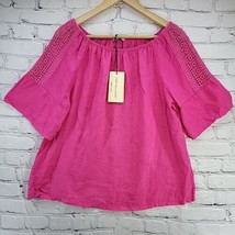Terzo Millennio Top Womens Sz M Bright Pink Linen Made in Italy New with... - £30.92 GBP