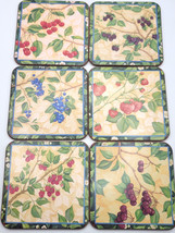 Pimpernel Coasters Attractive Assorted Fruit Berries Designs Cork Backed - $34.99