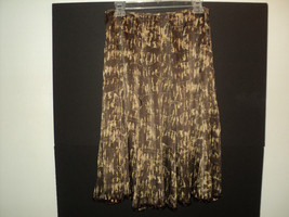 Lafayette 148 New York Skirt Size 6 100% Silk Brown Abstract Sequin Hem Trim - £23.23 GBP