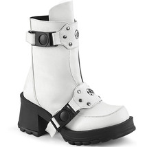 DEMONIA BRATTY-56 Goth Punk Chunky Heel Platform Straps White Women Ankle Boots - £63.89 GBP