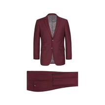 Men RENOIR suit Solid 2 Button Business Formal All Purpose Slim Fit 201-8 Wine image 2