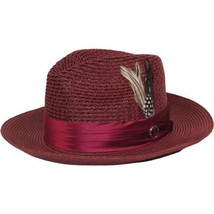 Men's Summer Spring Braid Straw style Hat by BRUNO CAPELO JULIAN JU912 Burgundy image 2