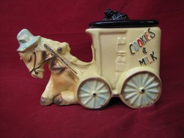 American Bisque Vintage &quot;Cookies and Milk&quot; Donkey Carriage Cookie Jar - £55.07 GBP